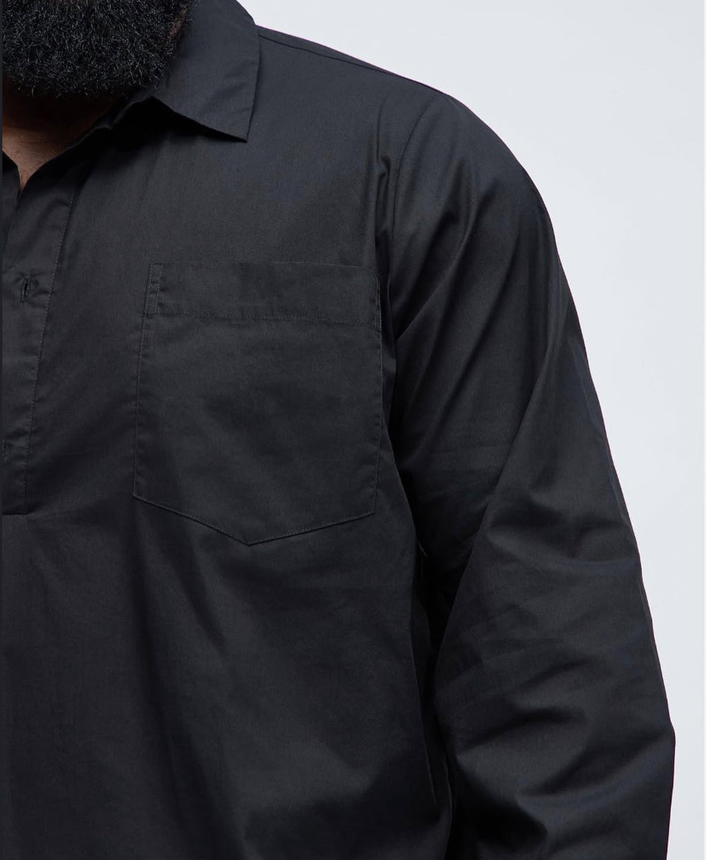 Premium Half Button up Shirt in Black