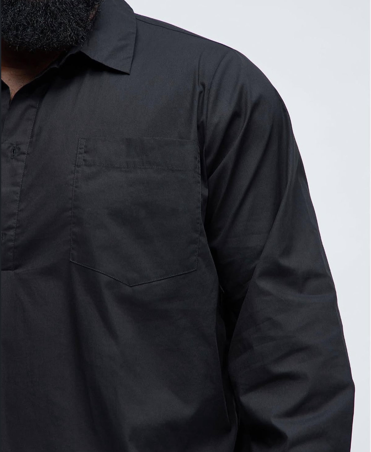 Premium Half Button up Shirt in Black