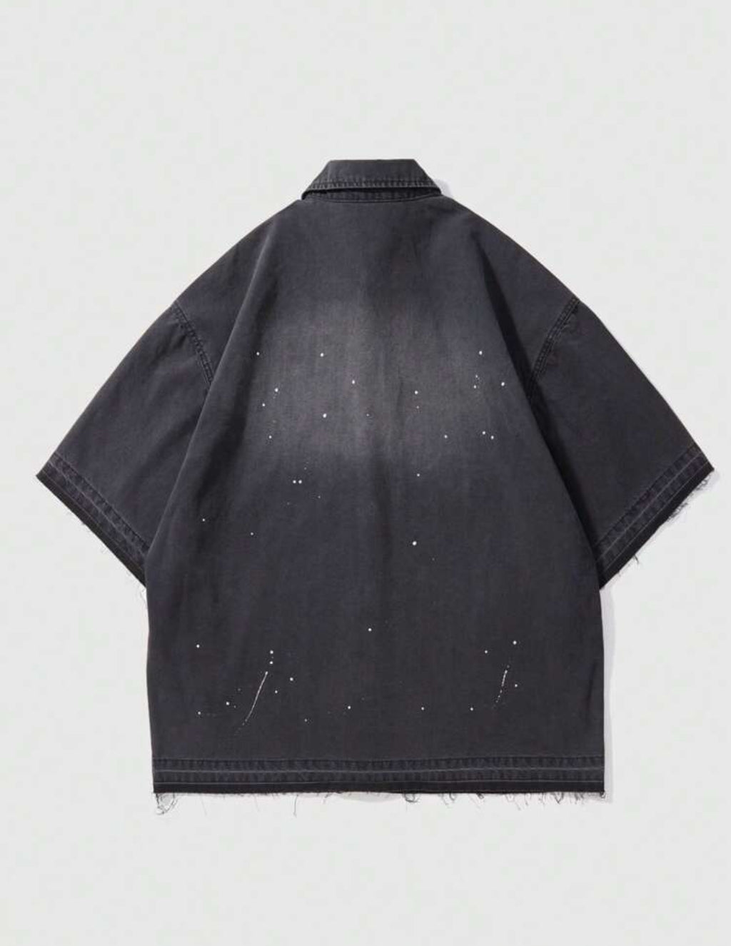 Oversized denim shirt in faded black