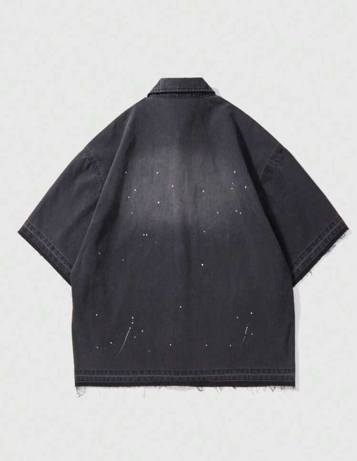 Oversized denim shirt in faded black