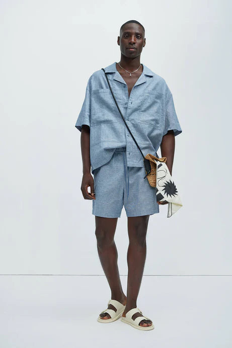 Premium linen shirt in blue