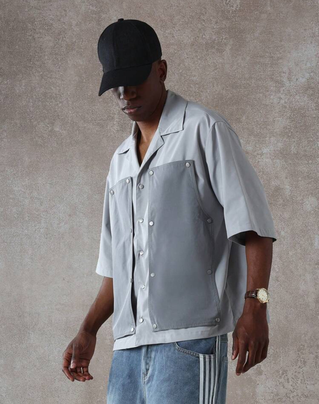 Special Layered Boxy Shirt in Grey