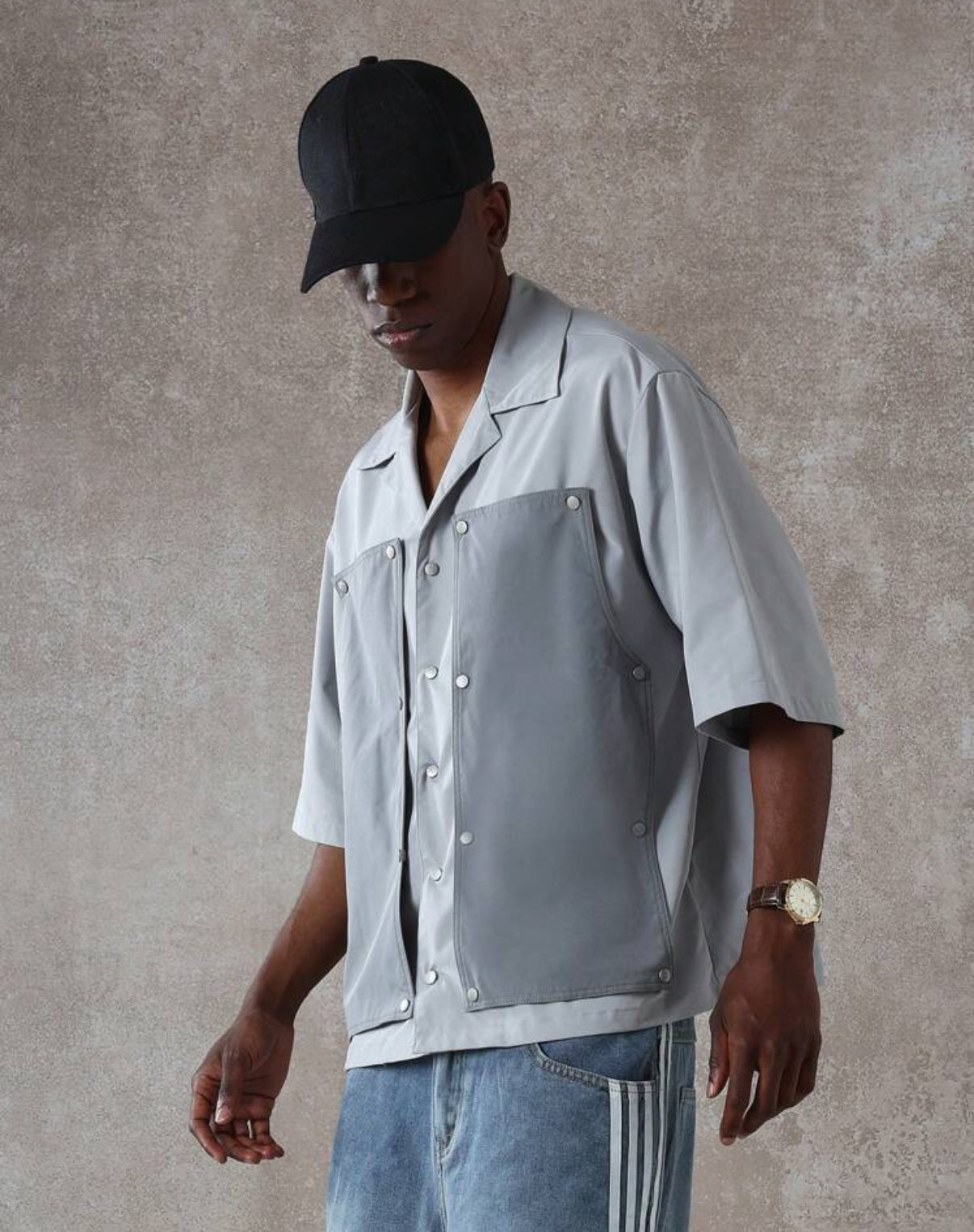 Special Layered Boxy Shirt in Grey