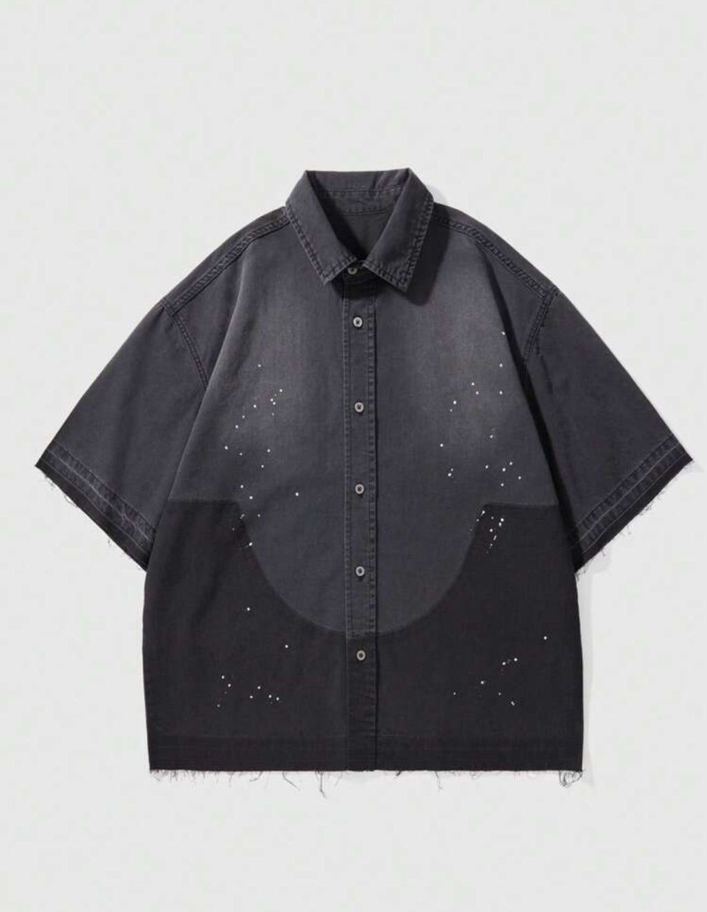 Oversized denim shirt in faded black