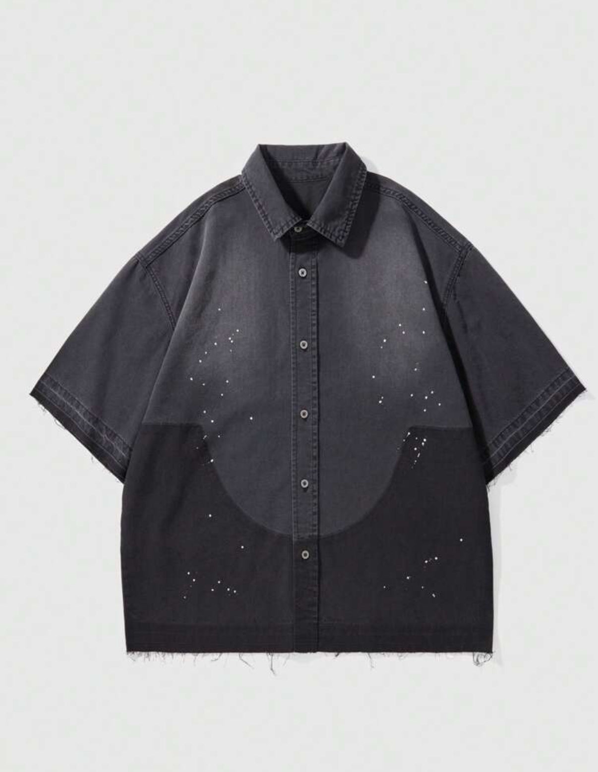 Oversized denim shirt in faded black