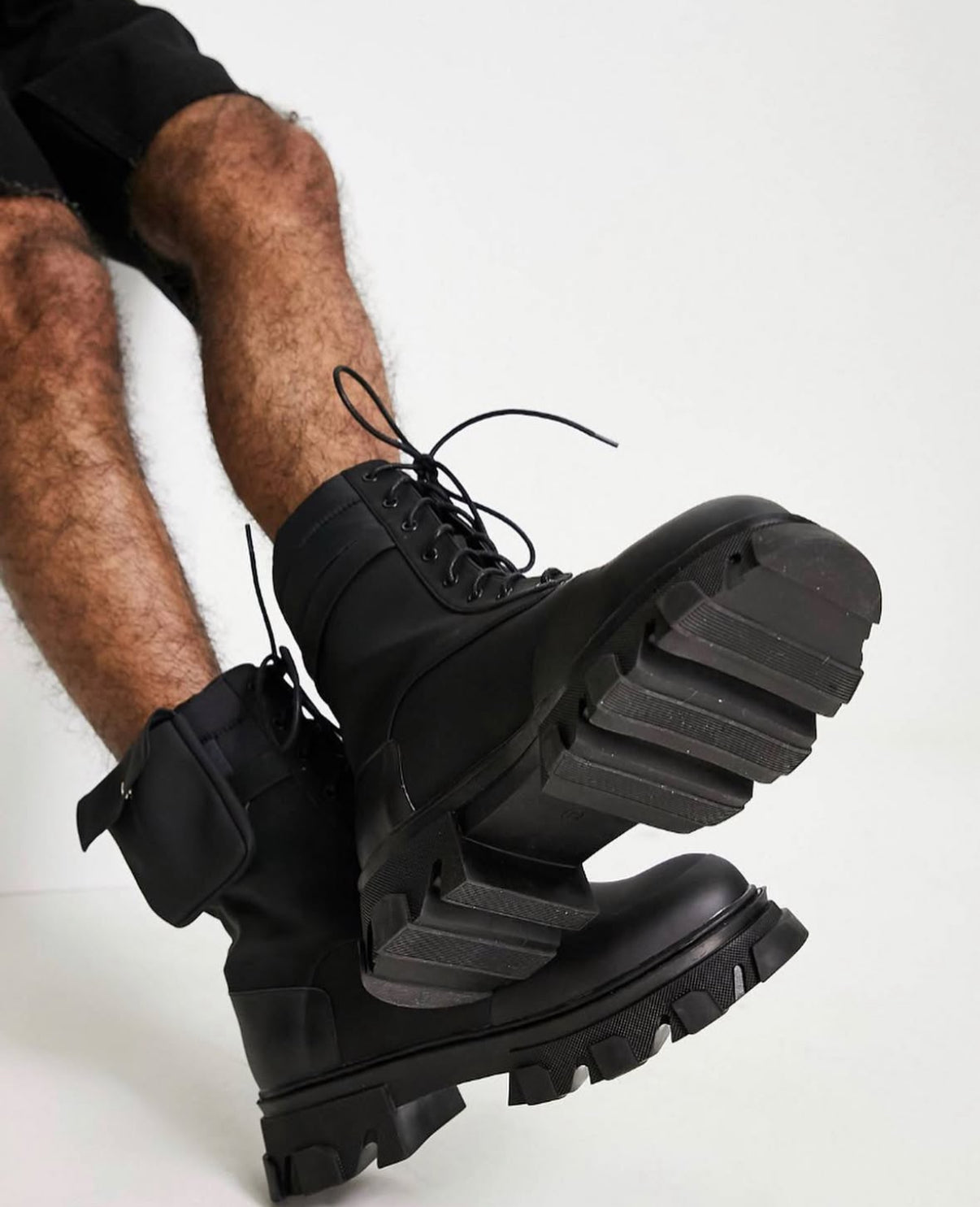 Boots with side Pouch in Black