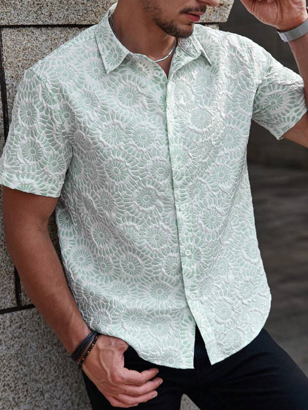 Floral shirt in green