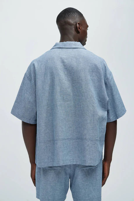 Premium linen shirt in blue