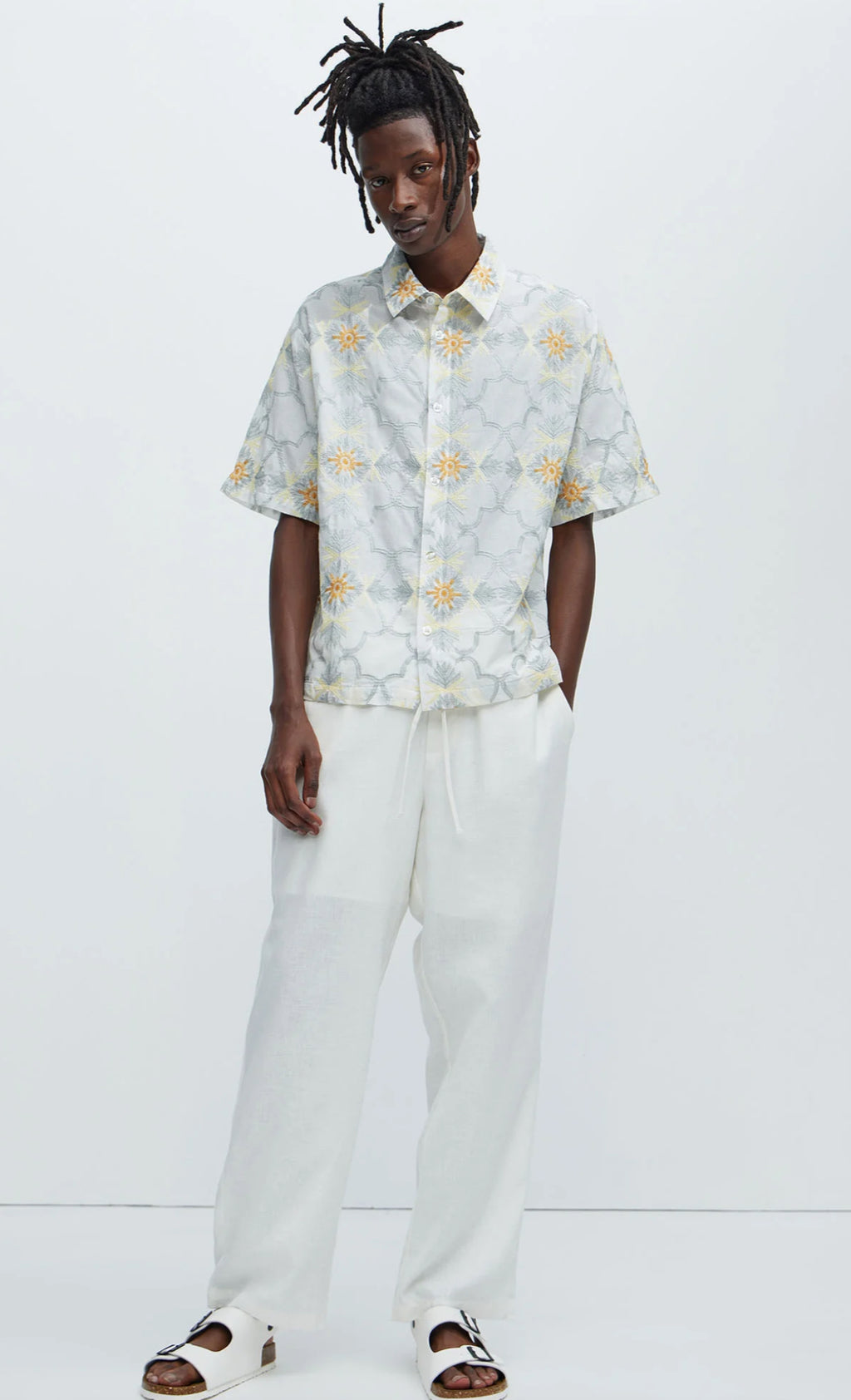 Embroidery shirt in white combo