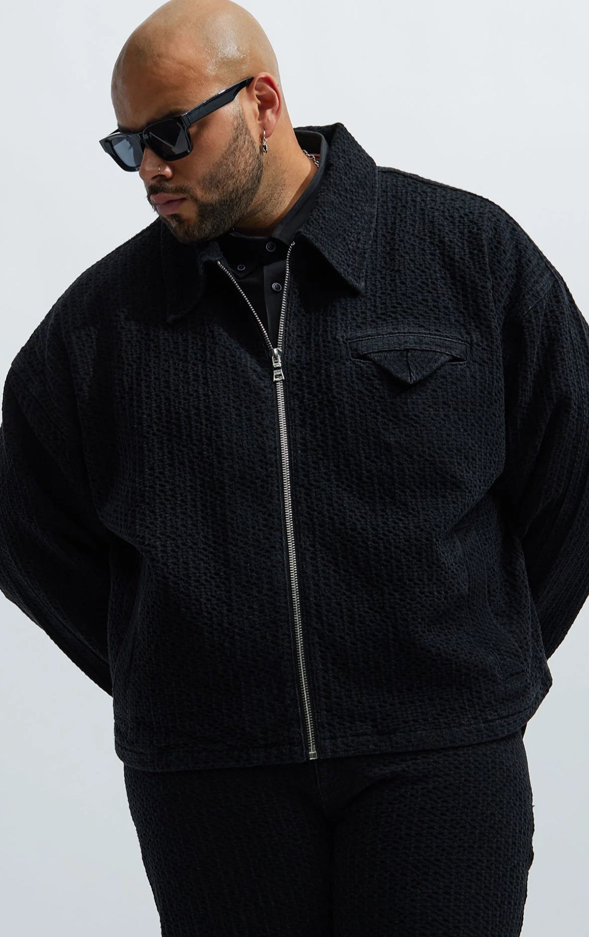 Jacket with pocket square in black