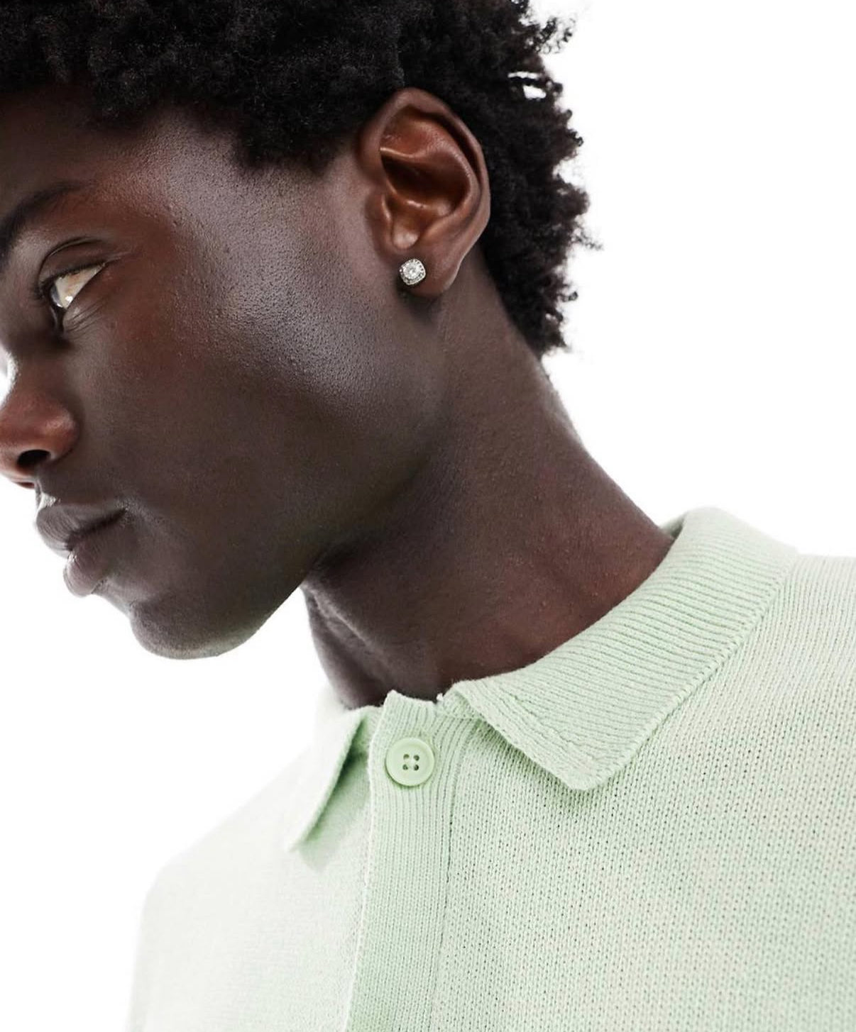 Knitted Button Up Shirt in Green