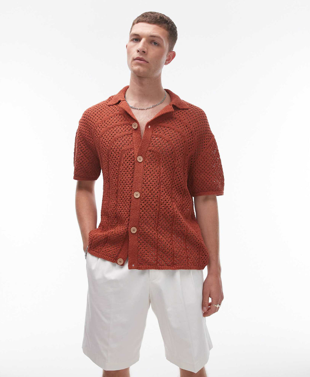 Knitted Shirt in Orange