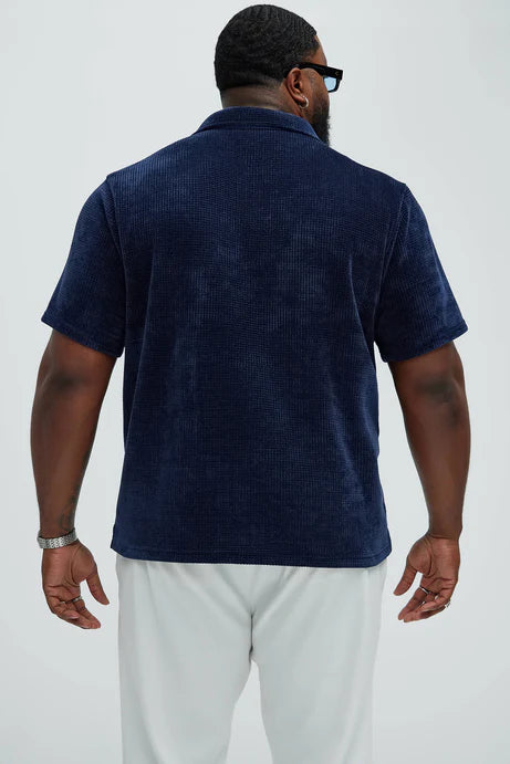 Premium revere collar shirt in navy