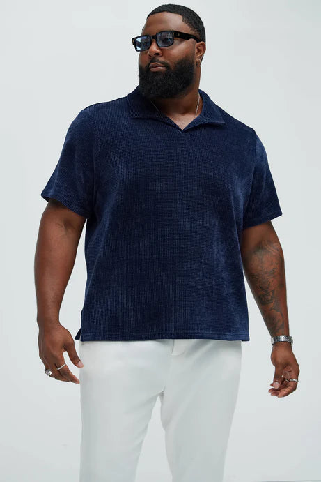 Premium revere collar shirt in navy