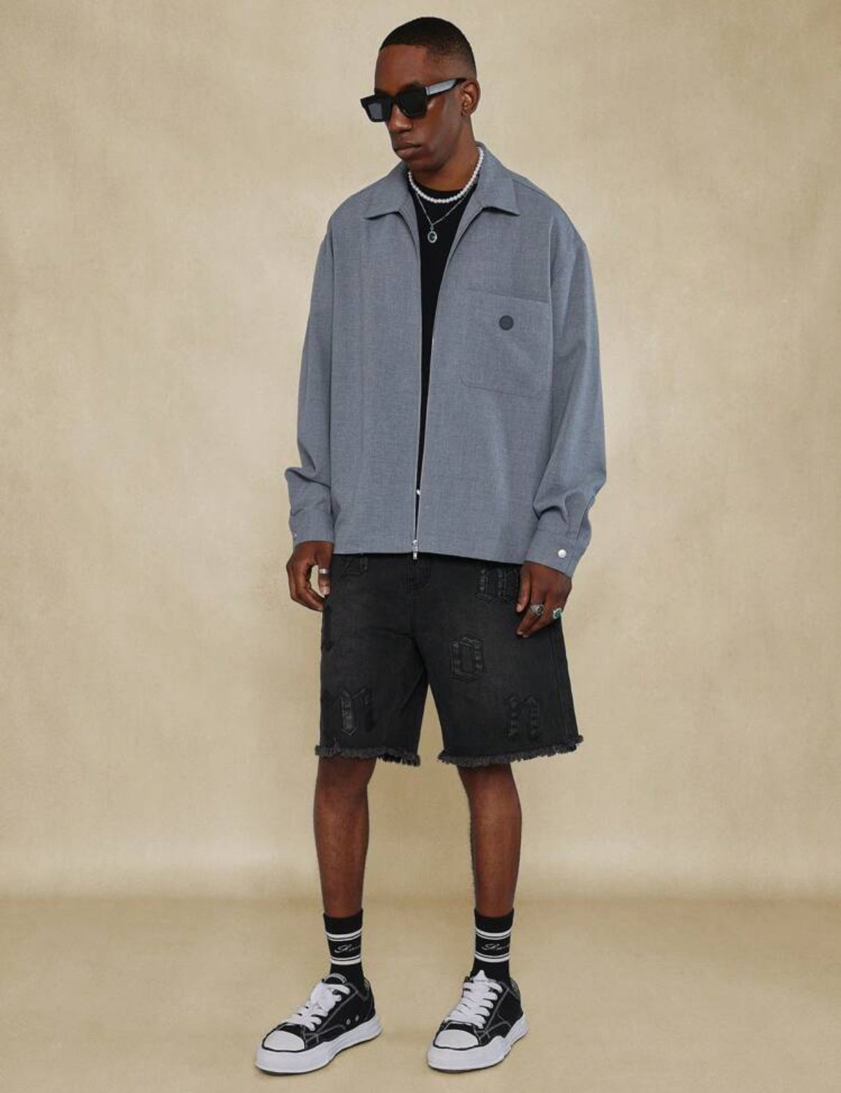 Premium zip up jacket in grey