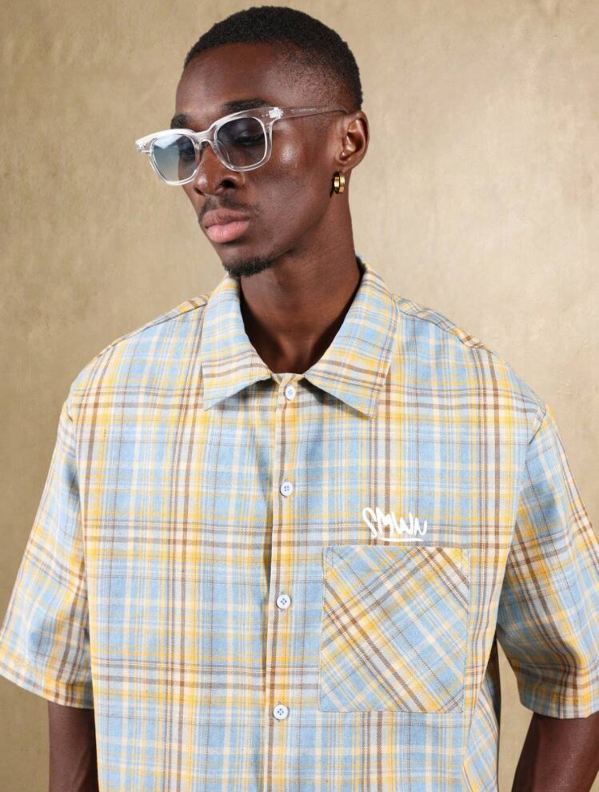 Boxy fit shirt in checkered multi
