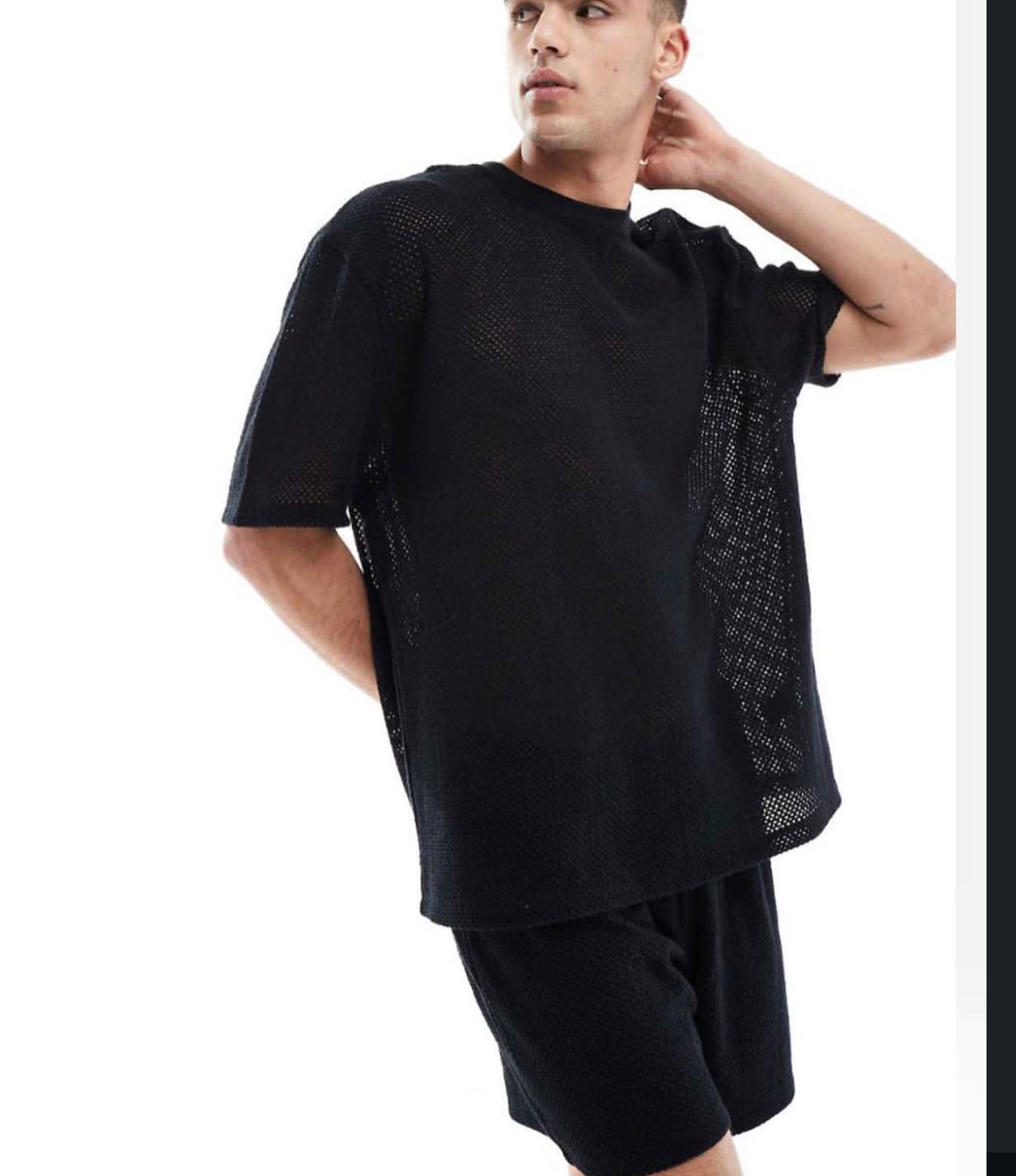 Knitted top and shorts 2 Piece in Black