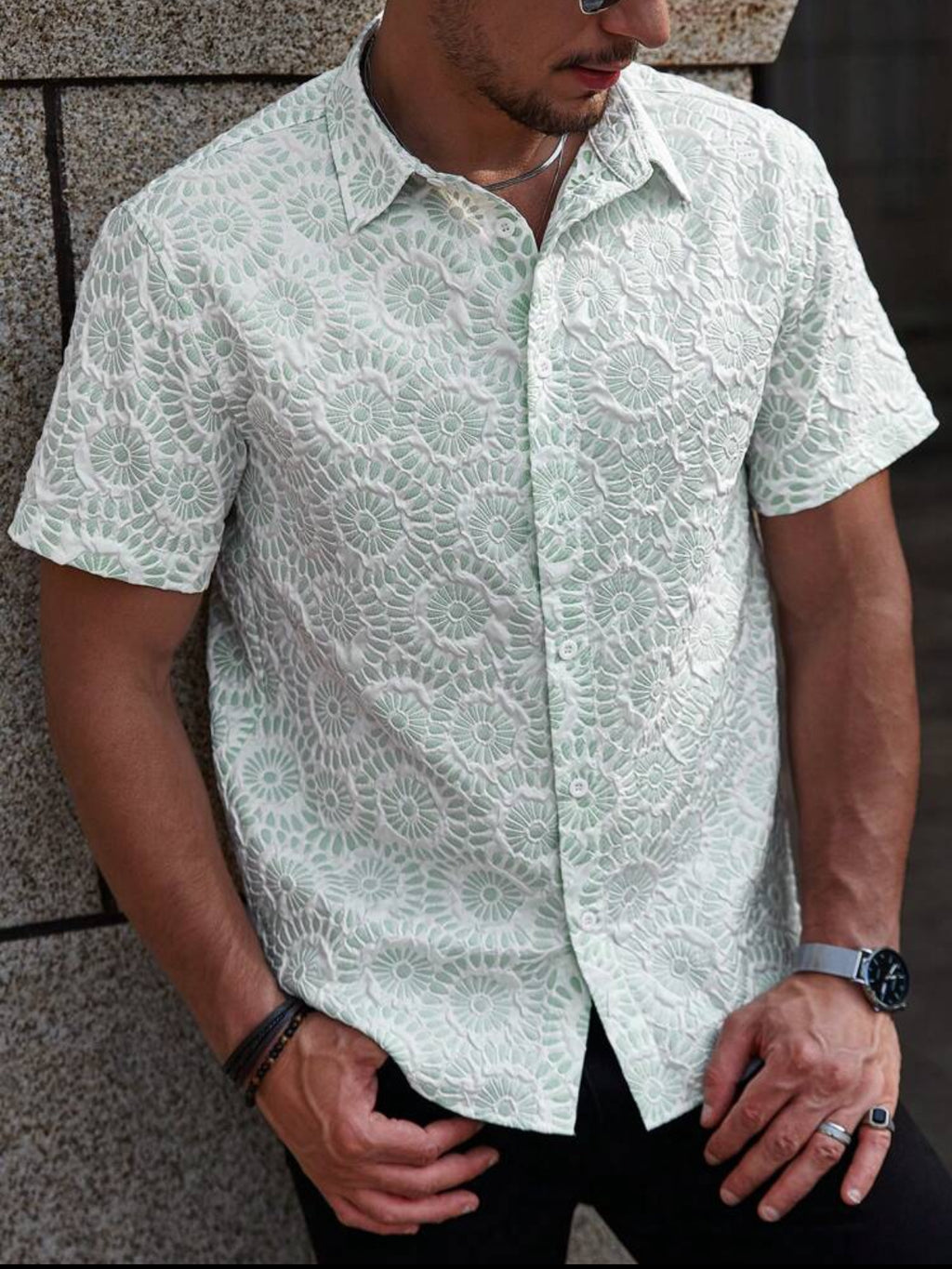 Floral shirt in green