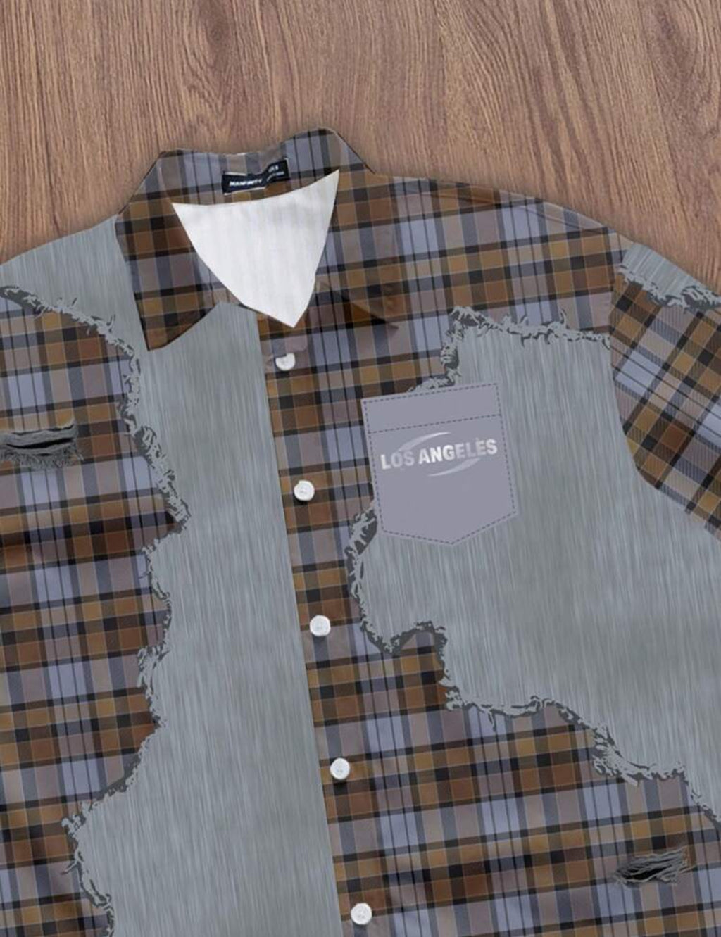 Shirt with intricate design in checked brown