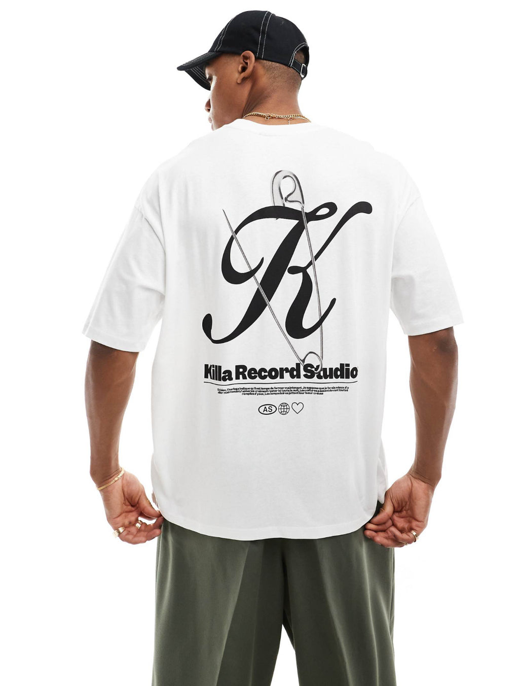 Oversized T-shirt with Back print in White