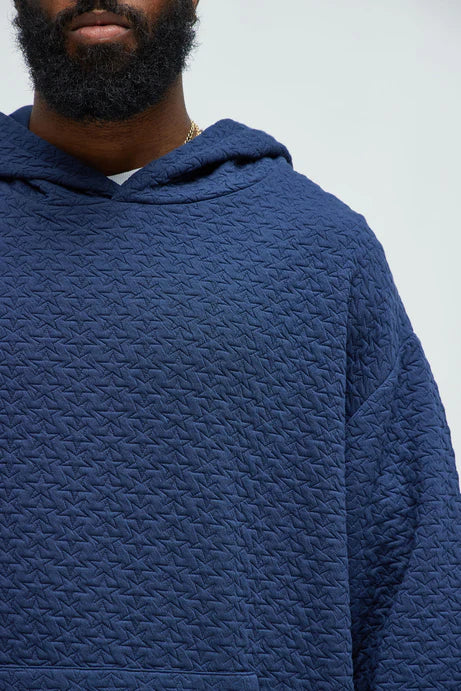Textured hoodie in blue