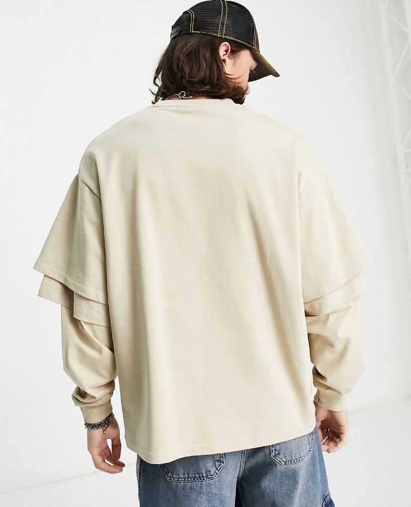 3 Layered Sweatshirt in Beige