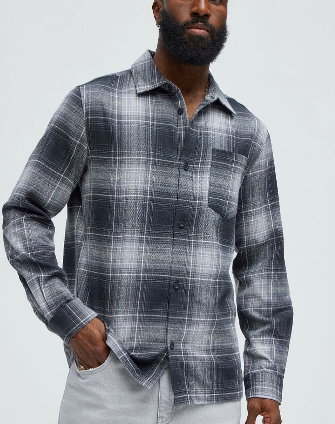 Heavy Checked Shirt in Grey