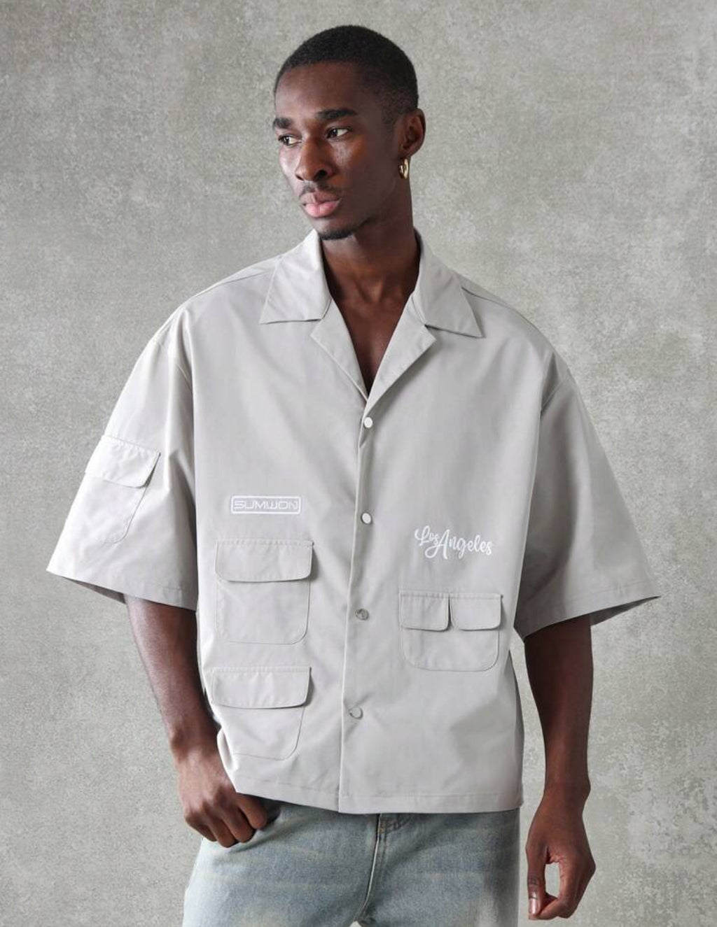 Boxy Utility Shirt in Grey