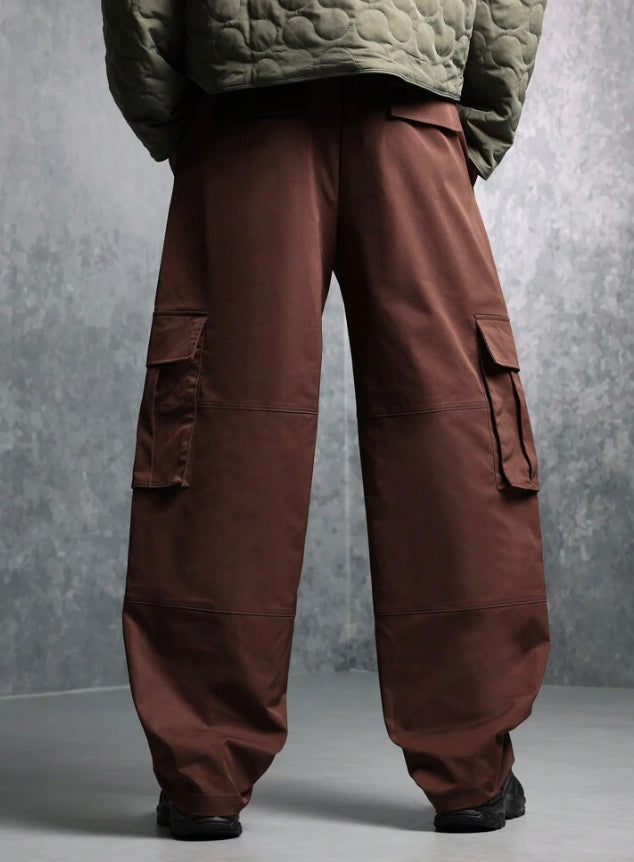 Wide Leg Pants with side Pockets in Brown