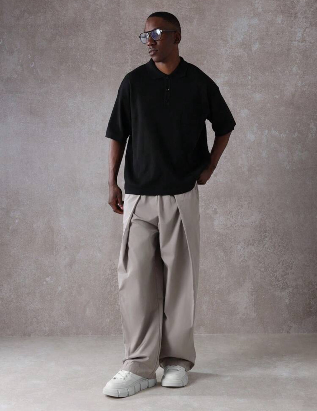 Barrel Wide Pants in Beige