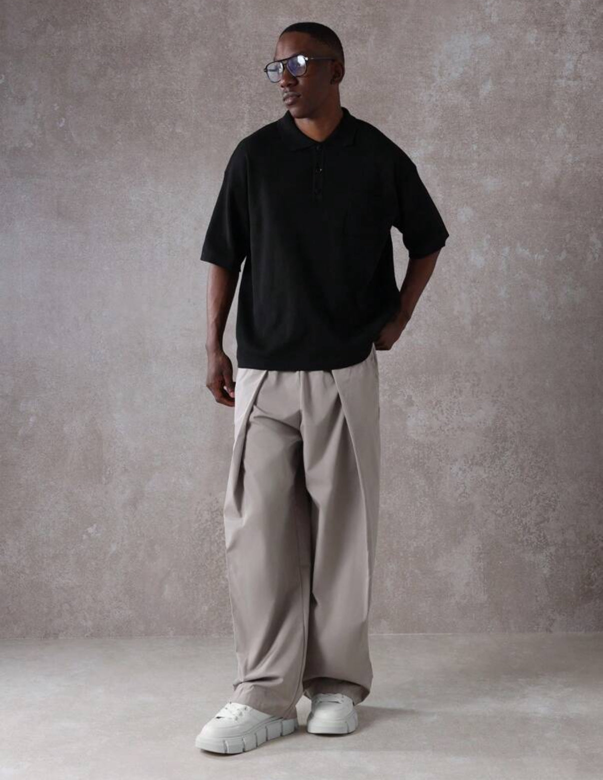 Barrel Wide Pants in Beige