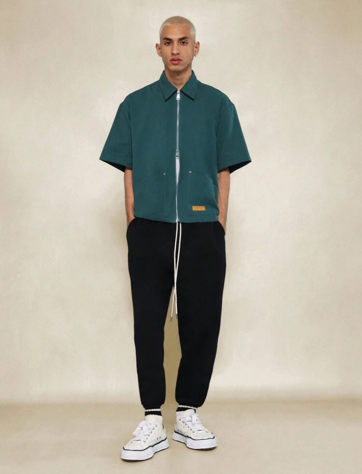 Denim Zip up Shirt in green