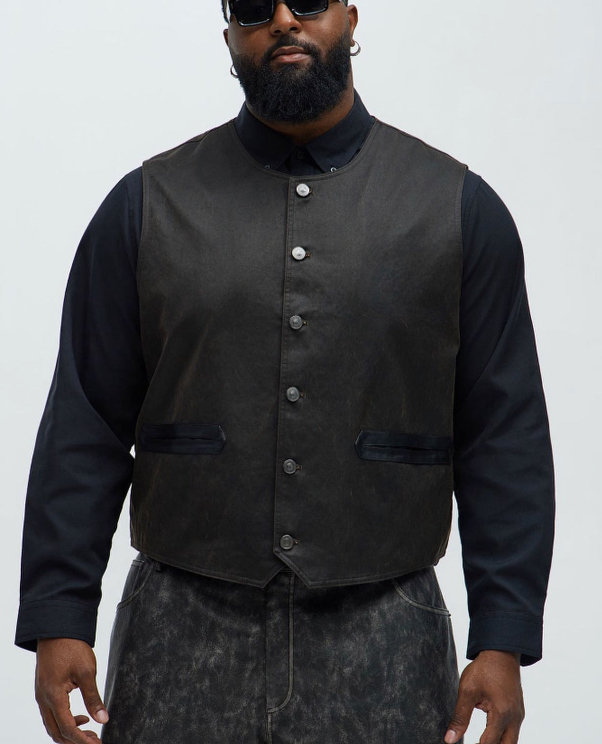 Leather Vest in Dark Brown