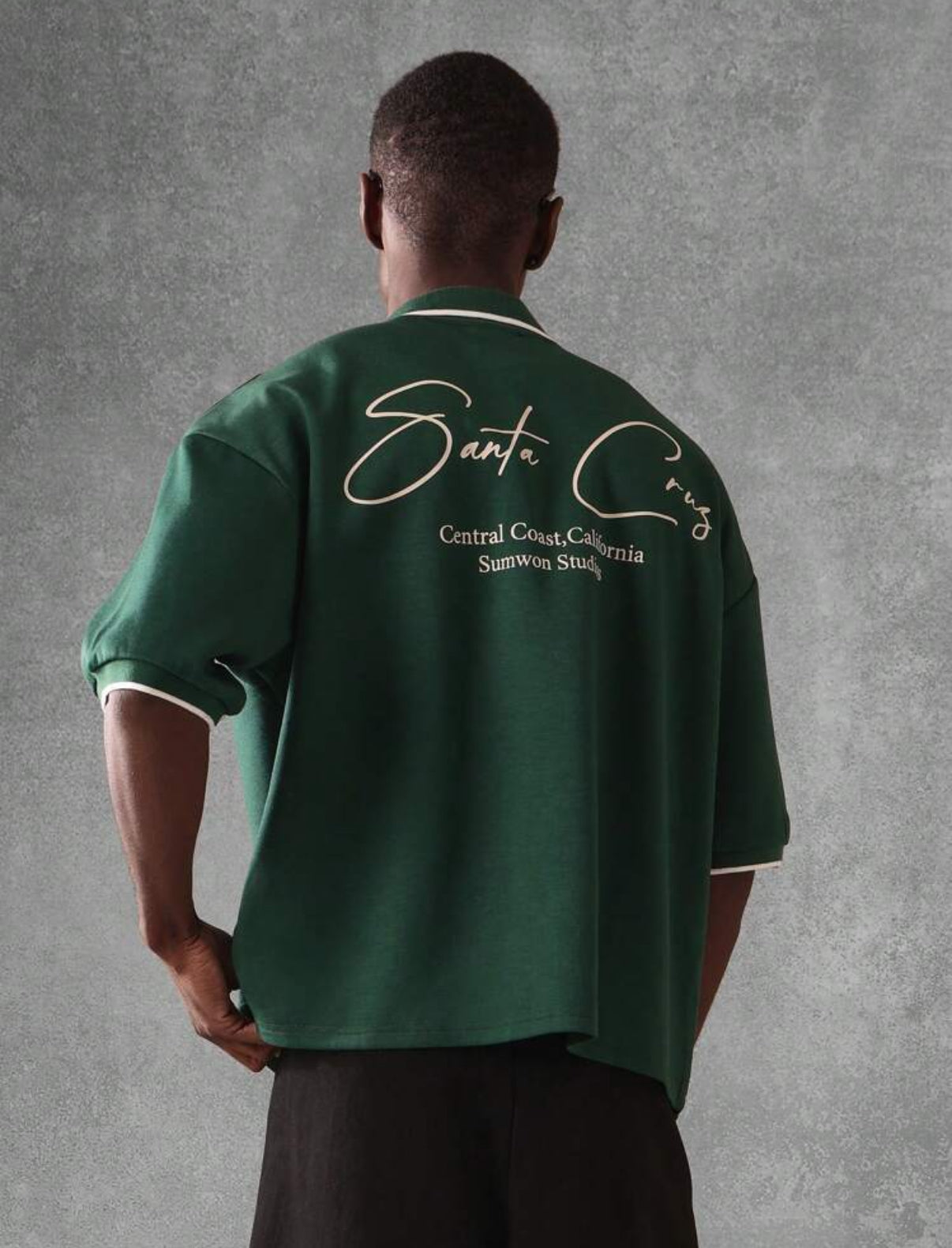 Oversized polo shirt in green