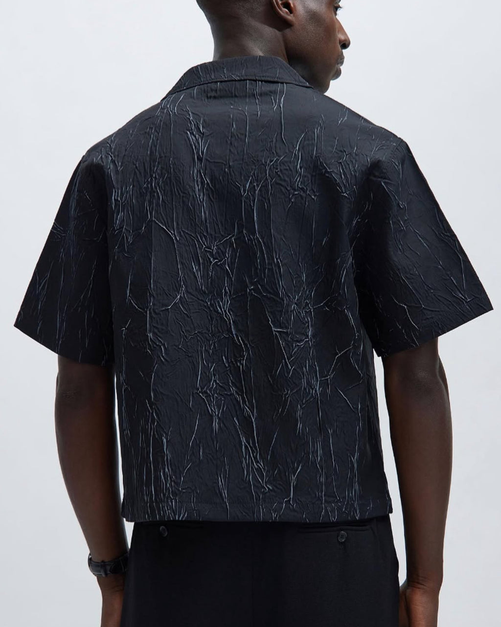 Textured Short Sleeve Shirt in Black