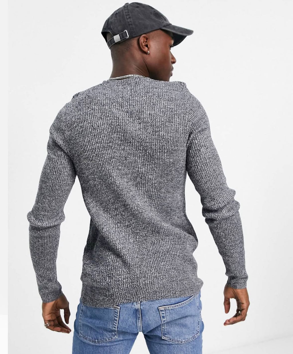 Ribbed Jumper with Black and White