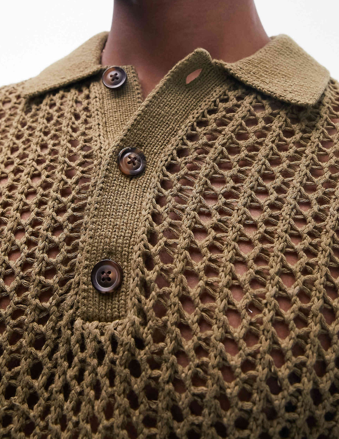 Knitted Polo Shirt in Khaki