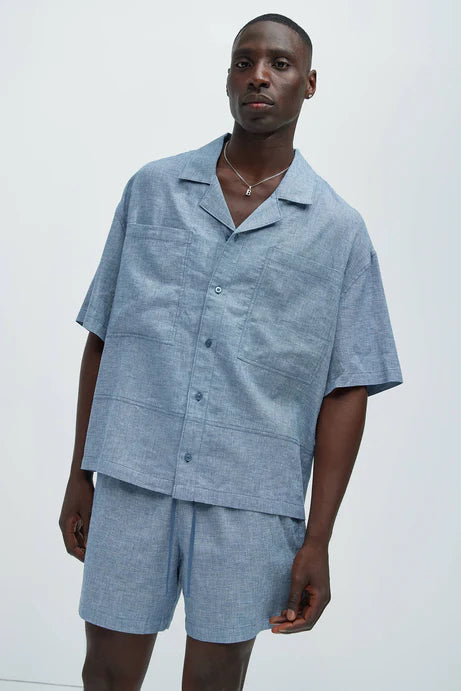 Premium linen shirt in blue