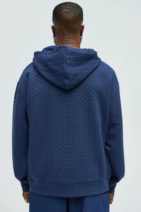Textured hoodie in blue