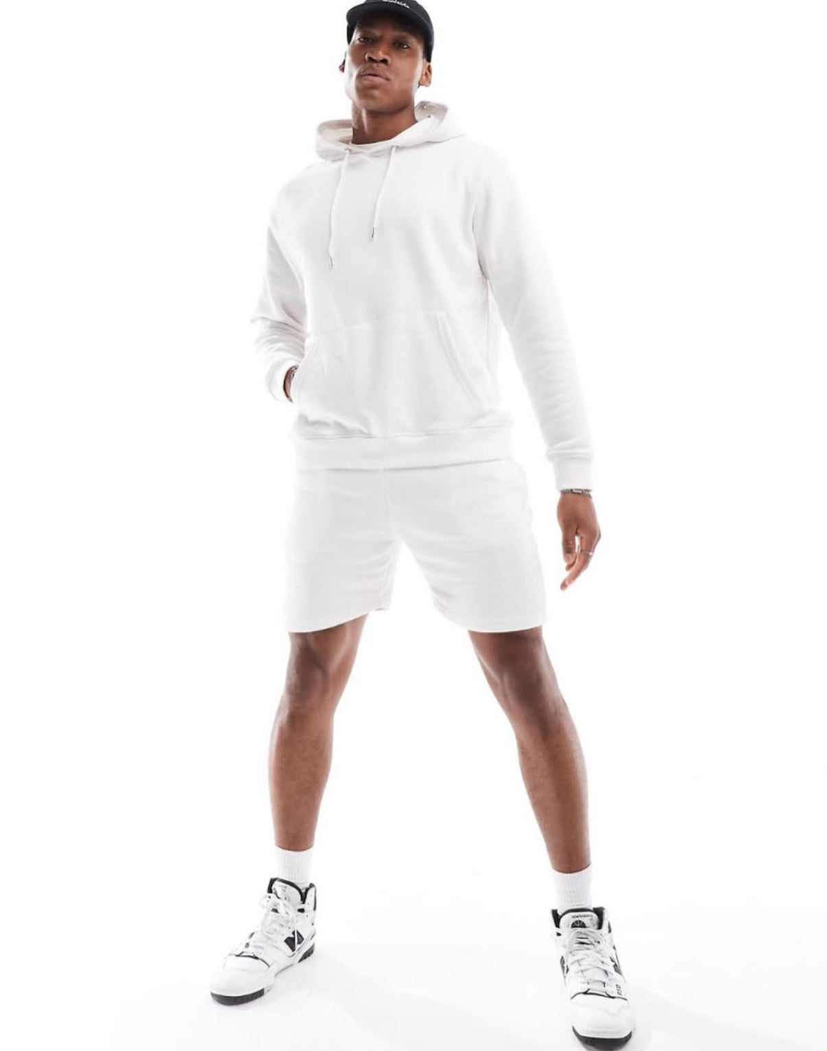 Hoodie and Shorts in White
