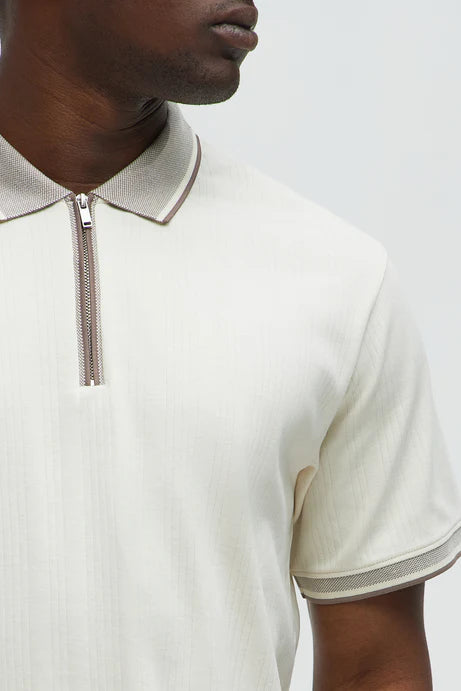 Polo shirt with zip in white