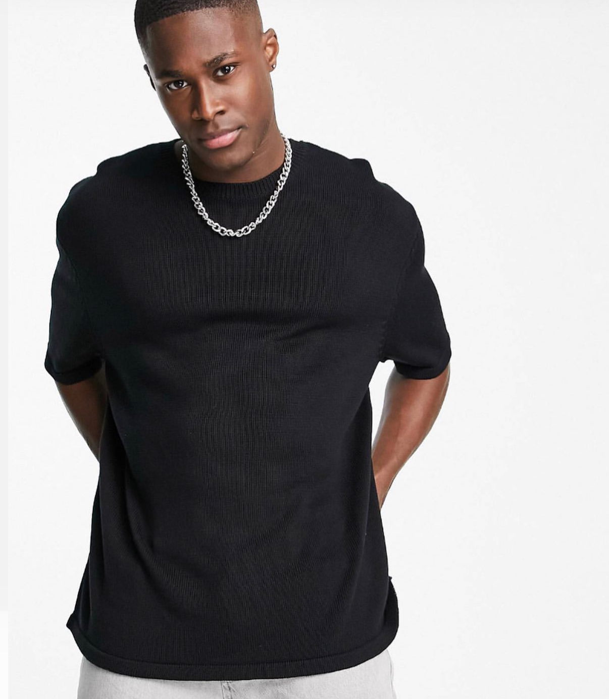 Knitted T-shirt in Black