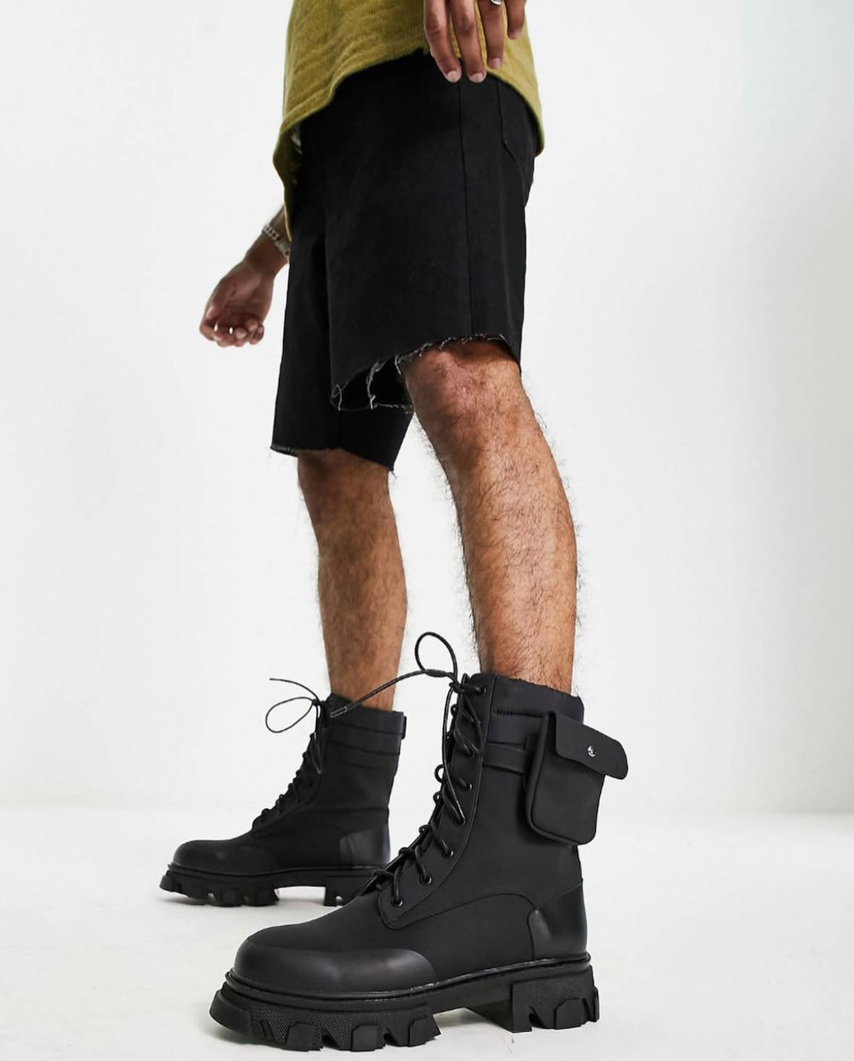 Boots with side Pouch in Black