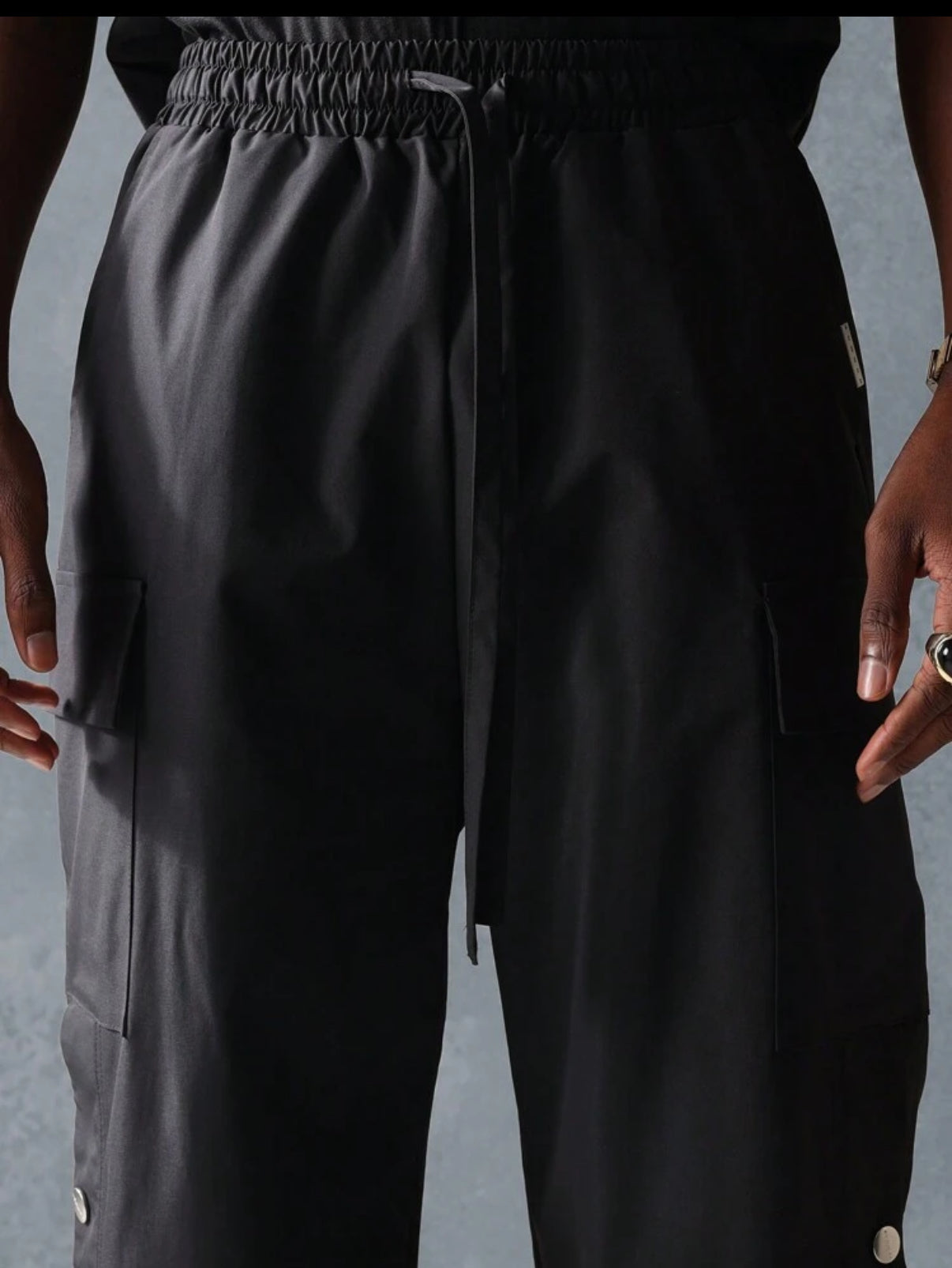 Wide Leg Pants with Side Splits in Black