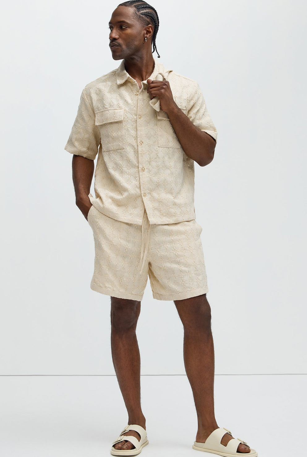 Heavy textured shirt in beige