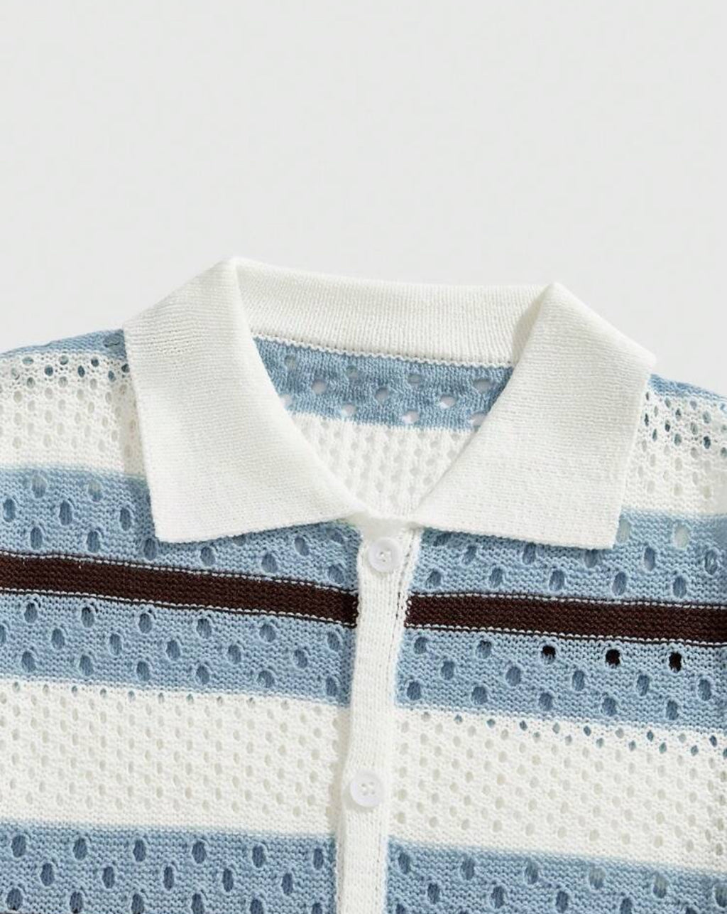 Knitted Shirt in Stripped Blue and White