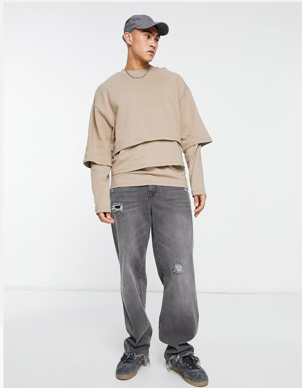 Layered Sweatshirt in Beige