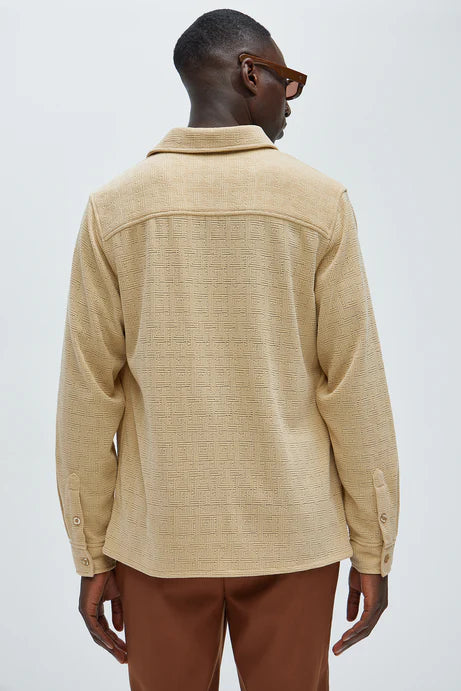 Textured long sleeve shirt in beige