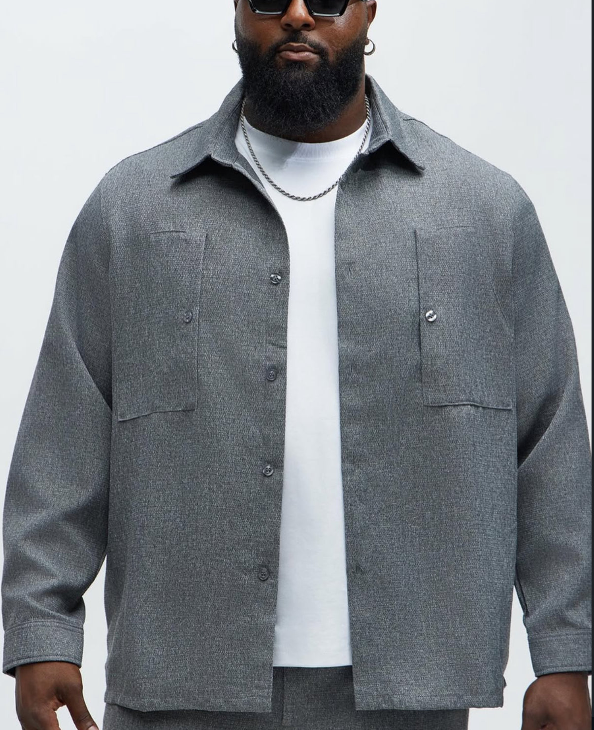 Overshirt with Pocket in Grey